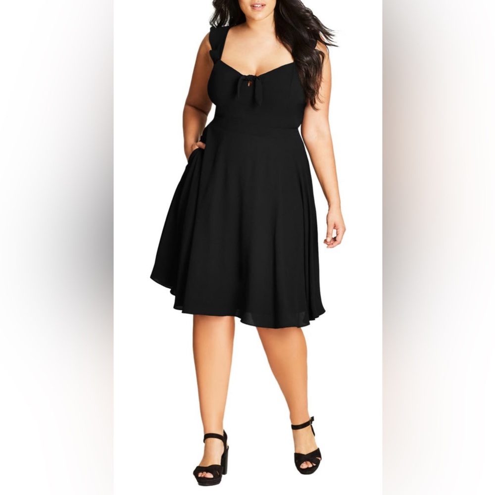 City Chic Fluttery tie neck dress